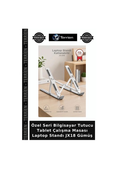 Özel Seri Bilgisayar Tutucu Tablet Çalışma Masası Laptop Standı Jx18 Gümüş