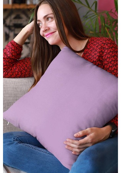 Lila Tek Renk 4'lü Set Çift Taraflı Kırlent Kılıfı 4krl013n11