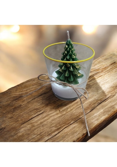 Luluyen New Year Yılbaşı Çam Ağacı Bardak Mum Eskitme