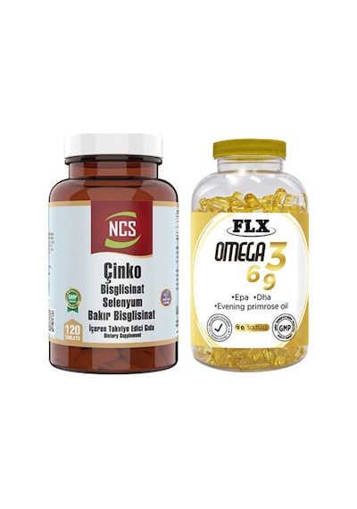 Çinko Bisglisinat Selenium 120 Tablet & Flx Omega 3-6-9 90 Tablet