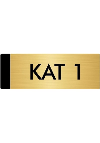 Metal Yönlendirme Levhası, Departman Kapı Isimliği Kat 1 10x20 Cm Altın Renk