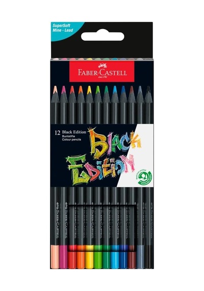 Faber-castell Black Edition Renkli Kalemler - 12 Sayı, Siyah Ahşap Ve Süper Yumuşak Çekirdek Kurşun, Yetişkin Boyama, Sanatçılar Ve Yeni Başlayanlar İçin Profesyonel Kalite Renkli Kalemler 124-Pembe