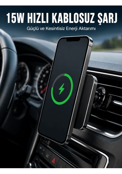 Manyetik Kablosuz Araç Şarj Cihazı 15w Magsafe Araç İçi Telefon T