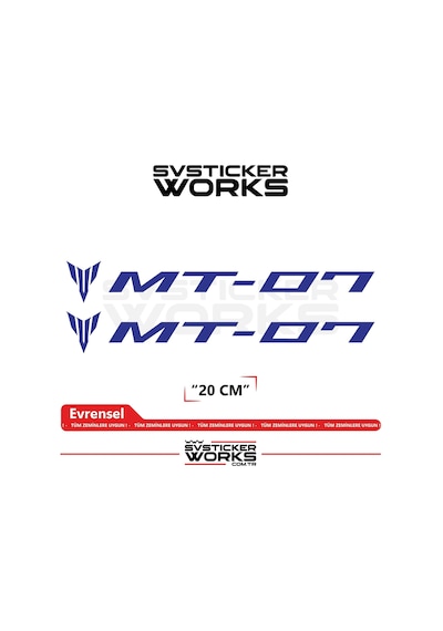 Yamaha Mt-07 Uyumlu Yazı Sticker Yüksek Kalite Özel Kesim Folyo 2'li Set Lacivert