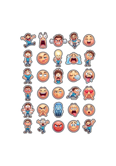 30 Adet Komik Eğlenceli Karakter Sticker Seti - Laptop Telefon Ajanda Valiz İçin Çok Renkli