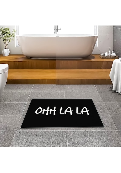 Evaşk Banyo Paspası İpeksi Kadifemsi Halı Yüzey Kaymaz Taban 45x75 BM03245S Siyah