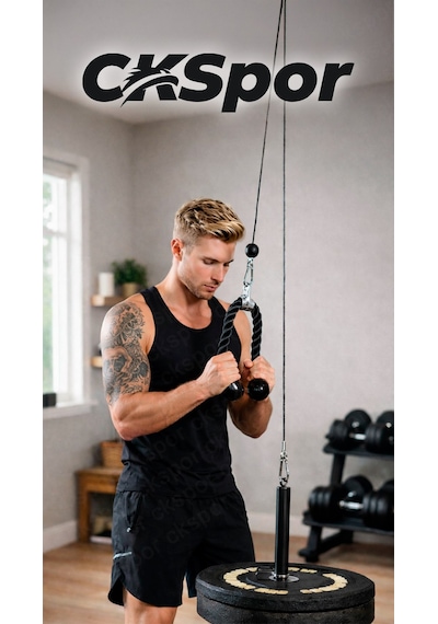 CKSpor Ev Tipi Tek Makara Fitness Seti Lat Pulldown Sırt Çekiş Triceps Biceps Egzersiz Çalışma İstasyonu