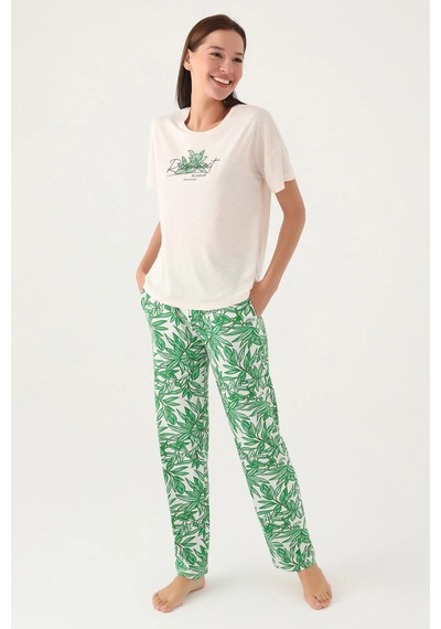 Pierre Cardin 8804 Kadın Kısa Kol Pijama Takımı Bej V2 Bej