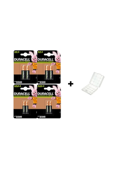 Duracell 2500 mAh Şarjlı AA Kalem Pil 4'lü + 750 mAh AAA İnce Kalem Pil 4'lü + Pil Kutusu