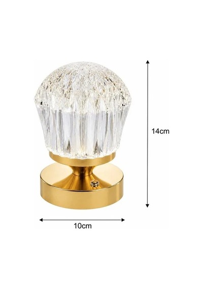 Kristal Görünümlü Şarjlı Led Gece Lambası Rgb Renkli Ve Sarı Işıklı Dekoratif Masa Aydınlatması Gold