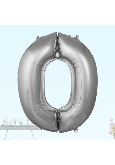0 Yaş Rakam Folyo Balon. 100 CM - Gümüş