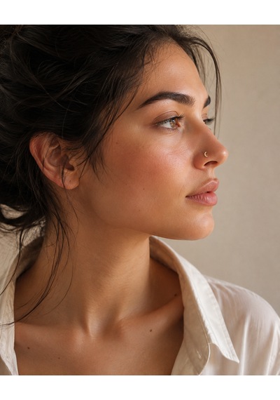 14 Ayar Altın Taşlı Hilal Model Hızma Burun Piercing
