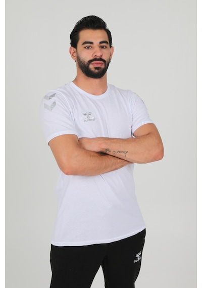 Hummel Armin Pamuklu Bisiklet Yaka Tişört Beyaz Kırmızı