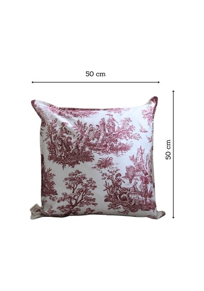 Bordo Kırlent Vintage Desenli 50x50 Dekoratif Yastık Kılıfı Beyaz - Bordo - 702799787 Beyaz - Bordo