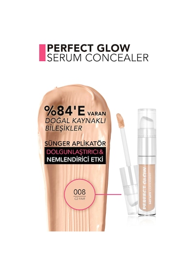 Flormar Perfect Glow Nemli Ve Aydınlık Bitişli Sünger Aplikatörlü Serum Concealer 008C2 Faır
