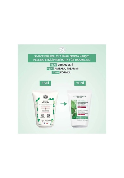 Yves Rocher Akneye Eğilimli Ciltler Için Pure Menthe Peeling Etkili Prebiyotik Yüz Yıkama Jeli-125 Ml