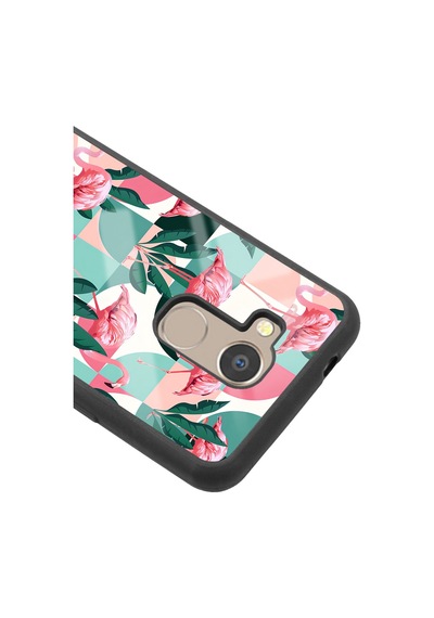General Mobile Gm 8 Retro Flamingo Duvar Kağıdı Tasarımlı Glossy Telefon Kılıfı Çok Renkli