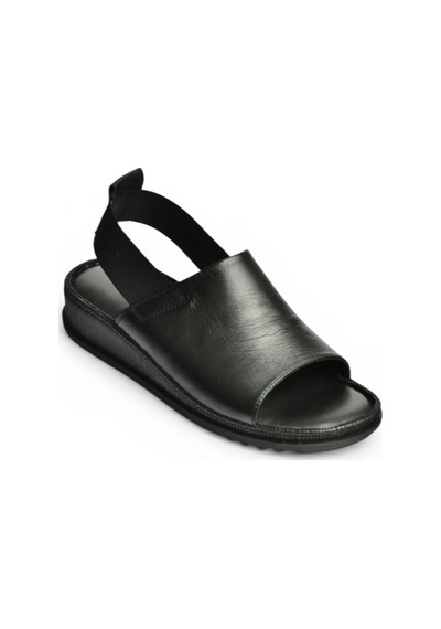 Fox Shoes Y555541303 Siyah Hakiki Deri Alçak Tabanlı Kadın Sandalet