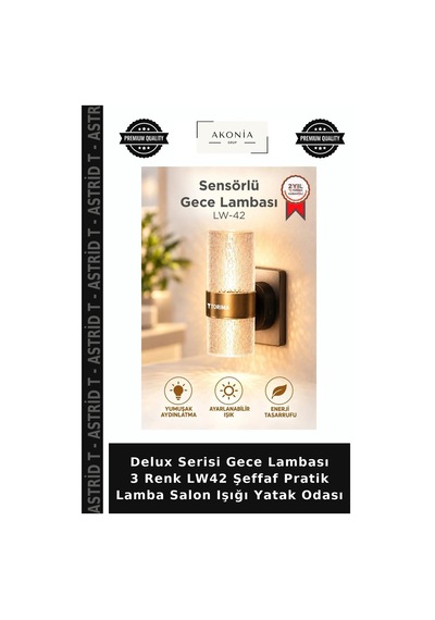 Delux Serisi Gece Lambası 3 Renk Lw42 Şeffaf Pratik Lamba Salon Işığı Yatak Odası