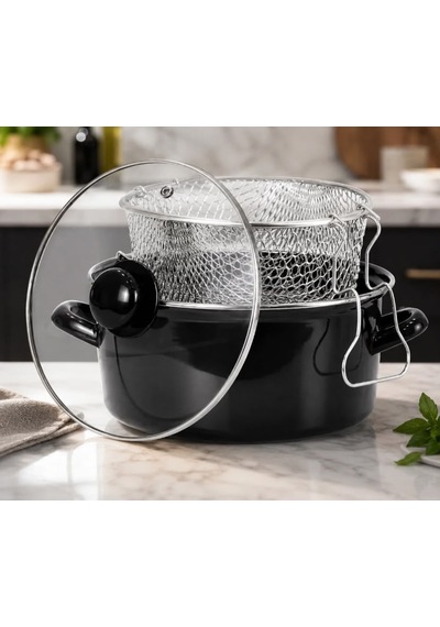 Elis Concept Emaye Kızartma Tenceresi 24 Cm/4lt Siyah