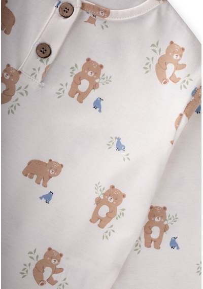 Cigit Animal Desenli Pijama Takım 1-5 Yaş Kırık Beyaz
