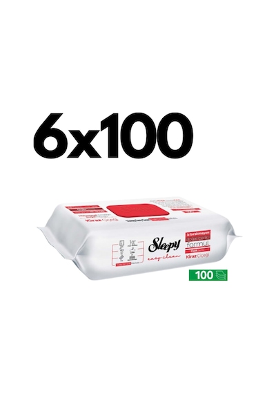 Sleepy Easy Clean Kiraz Çiçeği Yüzey Temizlik Havlusu - 100 Yaprak 6 Adet Tekli