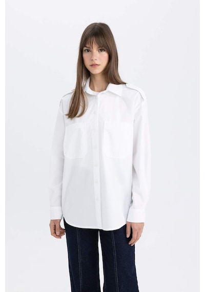 DeFacto Relax Fit Poplin Uzun Kollu Tesettür Gömlek Tunik C2145AX24SPWT34