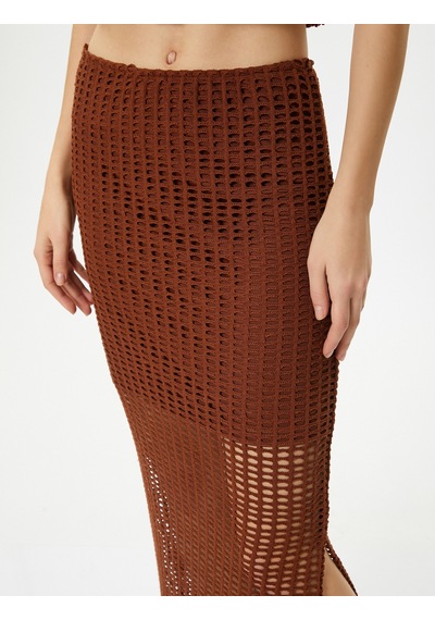Koton Uzun Kroşe Etek Ajurlu Yüksek Bel Yanları Yırtmaçlı Astarlı Slim Fit Kahverengi 4sal70009ık Kahve Koton Uzun Kroşe Etek Ajurlu Yüksek Bel Yanları Yırtmaçlı Astarlı Slim Fit Kahverengi 4sal70009ık Kahve