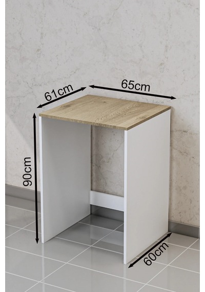 %100 Mdf Çamaşır Makinesi Dolabı Demonte Bn 3 Cm Byz.lfks Beyaz - Meşe