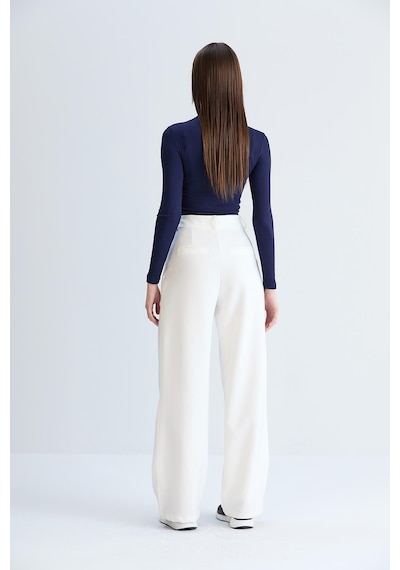 Sortie Collection Rahat Kesim Klasik Model Kumaş Pantolon Ekru