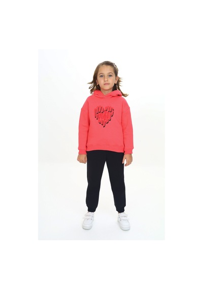 Toontoy Kids Toontoy Kız Çocuk Kapüşonlu Eşofman Takım Nar Çiçeği