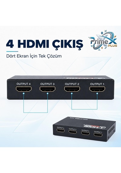 Primex Px-5004 4 Port Hdmı Splitter, 1 Giriş 4 Çıkış Adaptörlü Hdmı Çoklayıcı, 1080p 2k 4k Fhd 3d Görüntü Dağıtıcı, Pc Laptop Uydu Alıcı Ps5 Xbox Dvr Nvr Tv Box İçin Aynı Görüntü Ekran Çoğaltıcı Primex Px-5004 4 Port Hdmı Splitter, 1 Giriş 4 Çıkış Adaptörlü Hdmı Çoklayıcı, 1080p 2k 4k Fhd 3d Görüntü Dağıtıcı, Pc Laptop Uydu Alıcı Ps5 Xbox Dvr Nvr Tv Box İçin Aynı Görüntü Ekran Çoğaltıcı