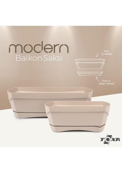 Modern Balkon Saksı Kahve, 5 Litre