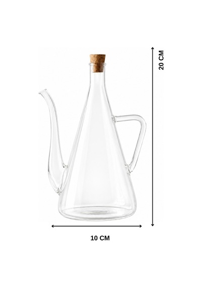 Ahşap Tıpalı Şeffaf Borosilikat Cam Yağlık Sirkelik 500 Ml Şeffaf
