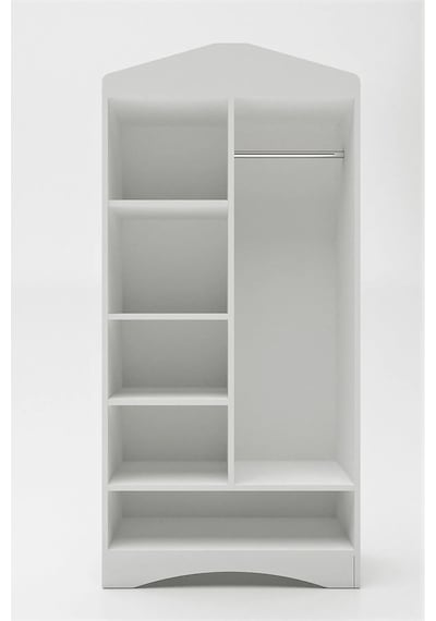 Floradesign Gardırop / Elbise Dolabı / Çocuk Genç / Raflı Ve Çekmeceli Gri Beyaz