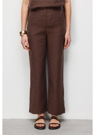 Mizalle Geniş Paça Kahverengi Basic Pantolon Kahverengi