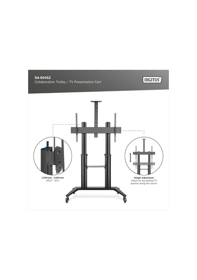 Tv Sunum Arabası, 70-120" 140 Kg Maks., Siyah