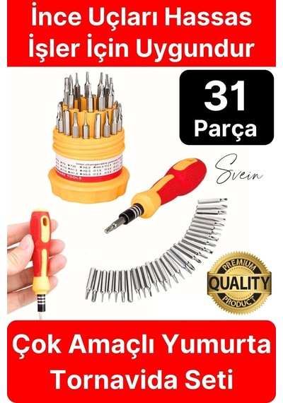 Premium 31 Parça Yumurta Tornavida Bits Uç Seti Telefon Tamir Saat Elektronik Farklı Metal Başlık