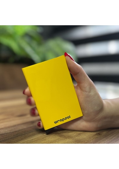 Wrapsol Mekanizmalı Kartlık Rfid Korumalı Alüminyum Otomatik Mekanizmalı Kredi Kartlık Renkli Mat Kırmızı Parlak Sarı Parlak Sarı