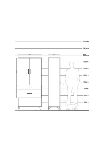 Hyperion Dolap Tek Raflı 2 Çekmeceli Tek Askılı 88x44x195 Ant... Antrasit