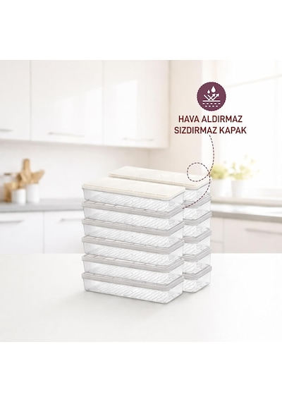 Nora 12'li 1.2 Litre Küçük Boy Ekru Saklama Kabı