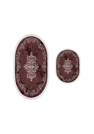 Alanur Trend Kaymaz Taban Oval Saçaklı Dijital Banyo Takımı Bordo