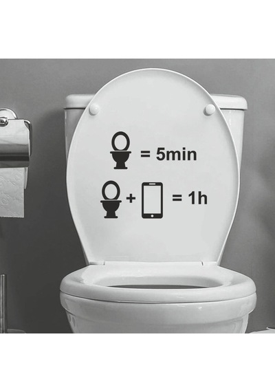 Dekoratif Telefonla Bir Saat Klozet Kapağı Banyo Wc Sticker 23x19 Cm