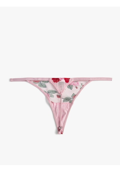 Koton String Külot Çiçekli Tül Pembe Desenli 3slk30168mk