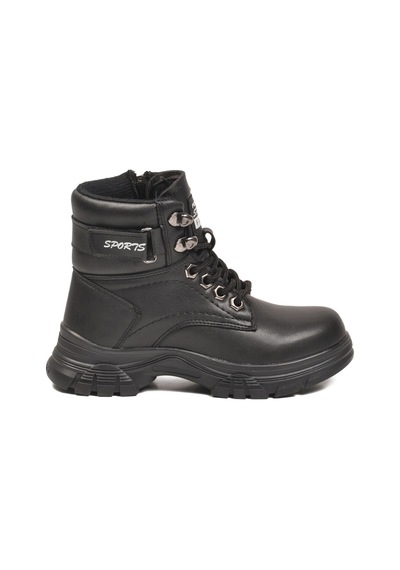 Siyah İçi Polarlı Kaymaz Taban Unisex Çocuk Bot 24035 F Siyah