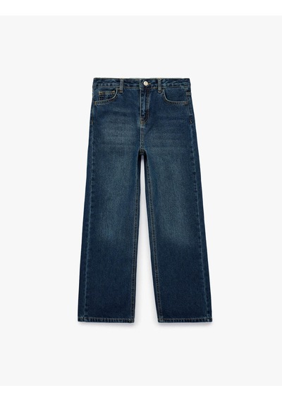 Koton Loose Fit İndigo Kız Çocuk Jean Pantolon 7wkg40005ad
