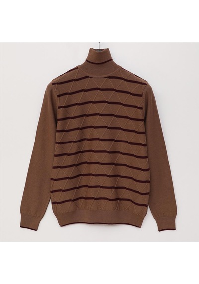 Dio Rise Erkek Şardonsuz Uzun Kol İnce Balıkçı Sweatshirt - 189232 - Toprak Toprak