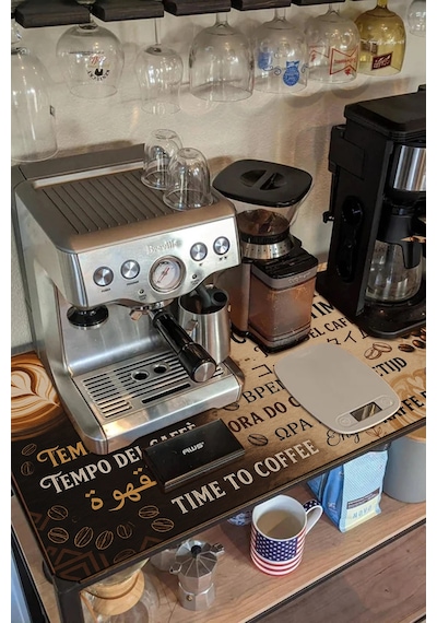 Valerine Life Barista Kahve Barı Matı 40x90cm Espresso Makinesi Ve Çaycı Altlığı Dünya Kahve Zamanı Siyah
