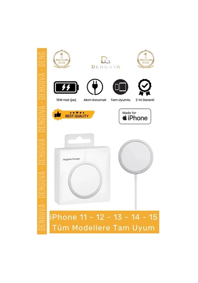 Şarjaleti 15w Hızlı Magsafe Apple iPhone Uyumlu 12 13 14 15 Manyetik Masaüstü Wireless Charger Adaptörü
