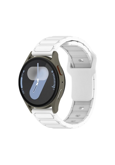 Samsung Uyumlu Galaxy Watch 46mm Zore Krd-132 22mm Silikon Kordon Strap Kayış - Beyaz